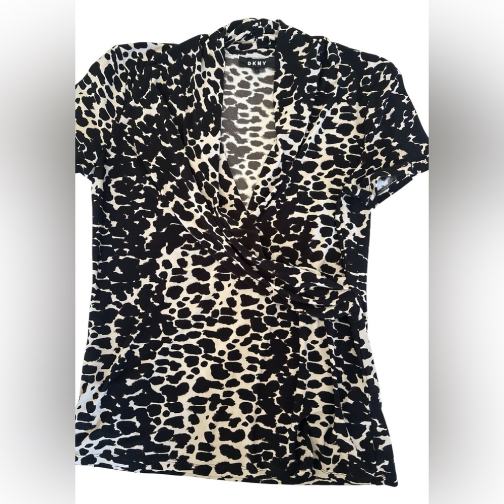 DKNY Animal Print Wrap Blouse